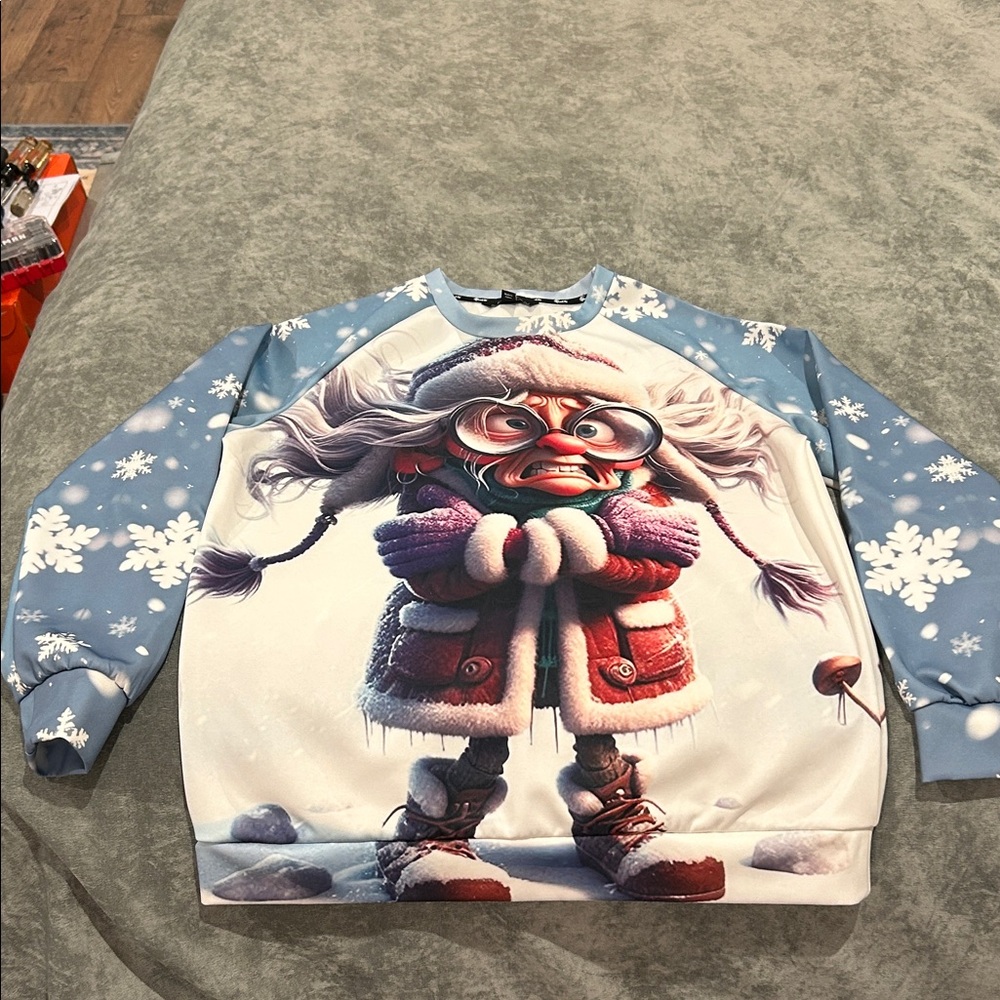 Quirky Blue Snowflake Graphic Sweatshirt